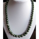 Green faux pearl necklace with crystal rondelles