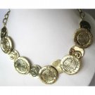 Gold circles trendy fashion statement necklace