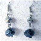 Fashion black gray faceted glass drop earrings - 1534E