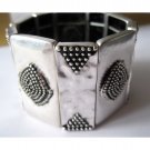 Silver statement trendy slip-on fashion bracelet (1573B)