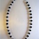 Black faceted glass with crystal accents fashion necklace - 1207N