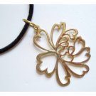 Gold flower trendy fashion pendant with free velvet cord