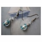 Blue lampwork glass drop trendy fashion earrings{866E}