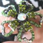 Trendy green flower with crystals adjustable fashion ring - 2200r