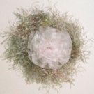Fluffy OOAK crocheted pin embellishment with organza white flower