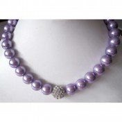 Lavender pearl fashion necklace with crystal accent party bridal jewelry