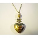 Gold bird heart pendant Valentine's gift, birthday gift, anniversary gift