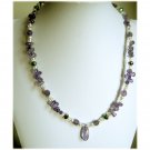 Amethyst, zircone and f.w. cultured pearl purple bridal necklace sterling silver