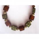 Green and brown glass fashion necklace {2361N}