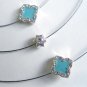 Blue necklace 3 rows with crystals and cross, Alhambra, boutique gift ideas, ON SALE