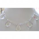 Designer semiprecious necklace in clear quartz crystal