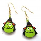Halloween witch drop lime fashion earrings
