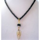Fashion black glass necklace with gold drop pendant 3089n