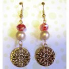 Red and gold earrings fashion drop jewelry {1439E}