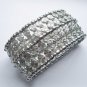 Silver slip on fashion bracelet with crystals