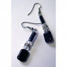 Black drop fashion earrings with crystals