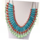 Fashion statement necklace turquoise red