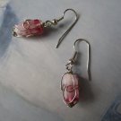 Wirework pink glass ombre fashion drop earrings