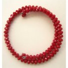 Red hot coil memory wire Czech glass faceted fashion bracelet