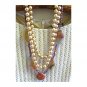 Semiprecious jasper with faux pearls multilayer ooak necklace