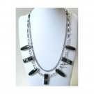 OOAK black and silver chain layered fashion necklace Lucine Designs {3086N}