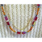 OOAK semiprecious amber, red and blue layered fashion neckla, one of a kind, Chic