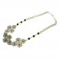 Lacy silver gold trendy statement ooak fashion necklace with hematite
