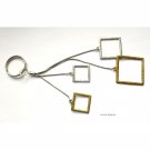 Boutique keychain in gold and silver squares geometric, home car gifts, #2693k