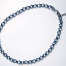 Blue crystals gunmetal necklace fashion jewelry