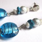 Turquoise blue silver dangle earrings fashion jewelry ooak one of a kind