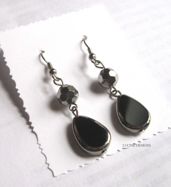 Black silver dangle earrings fashion jewelry limited edition