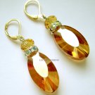 Gold earrings with crystals party stylish jewelry