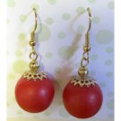 Red and gold earrings fashion drop jewelry {1439E}
