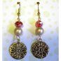 Gold and red earrings fashion drop jewelry