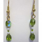 Gold and green earrings fashion drop jewelry