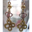 Gold earrings with heart and flower fashion drop jewelry