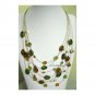 Brown green gold seven rows fashion necklace