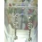 Silver earrings crystals key drop fashion jewelry