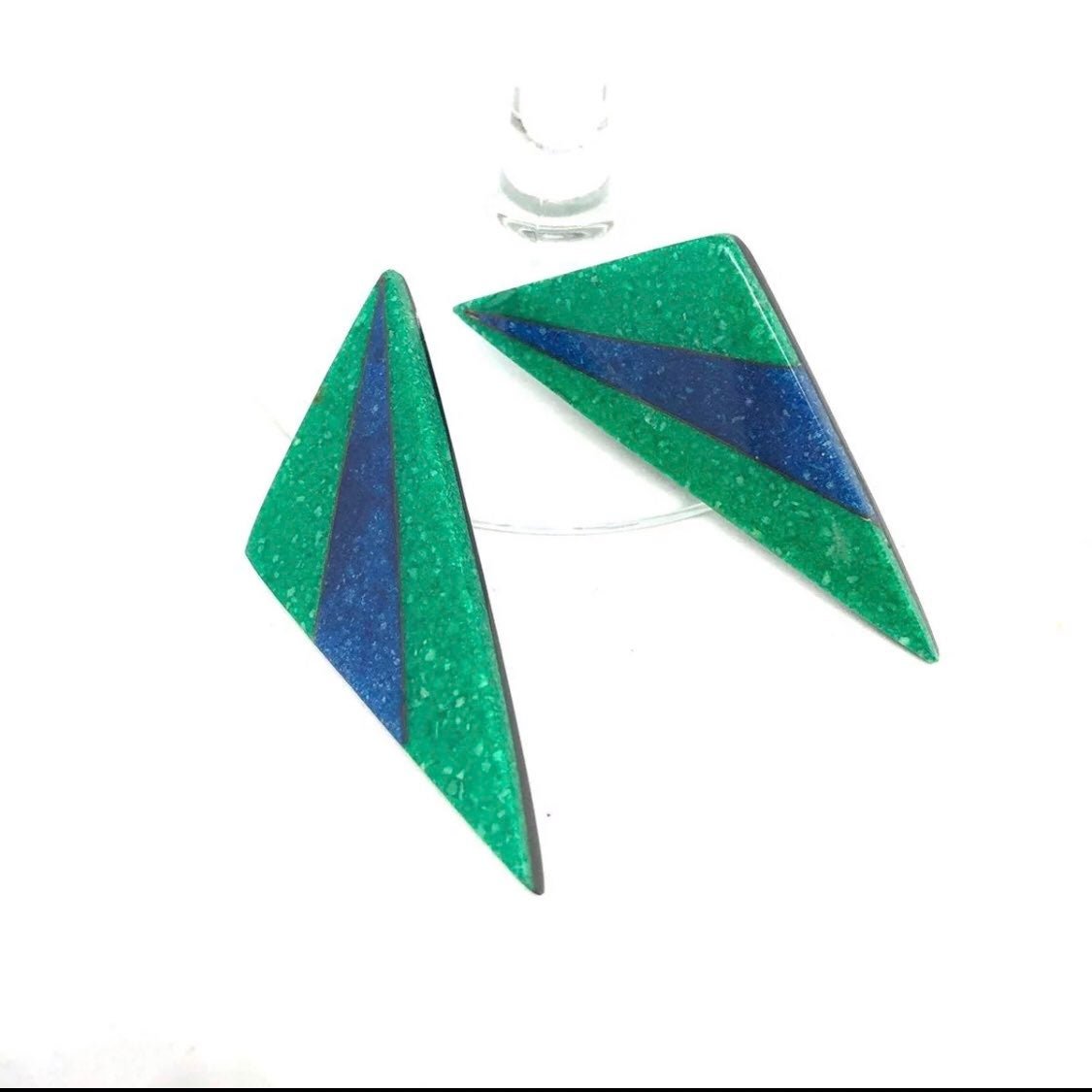 Vintage clip on earrings blue green