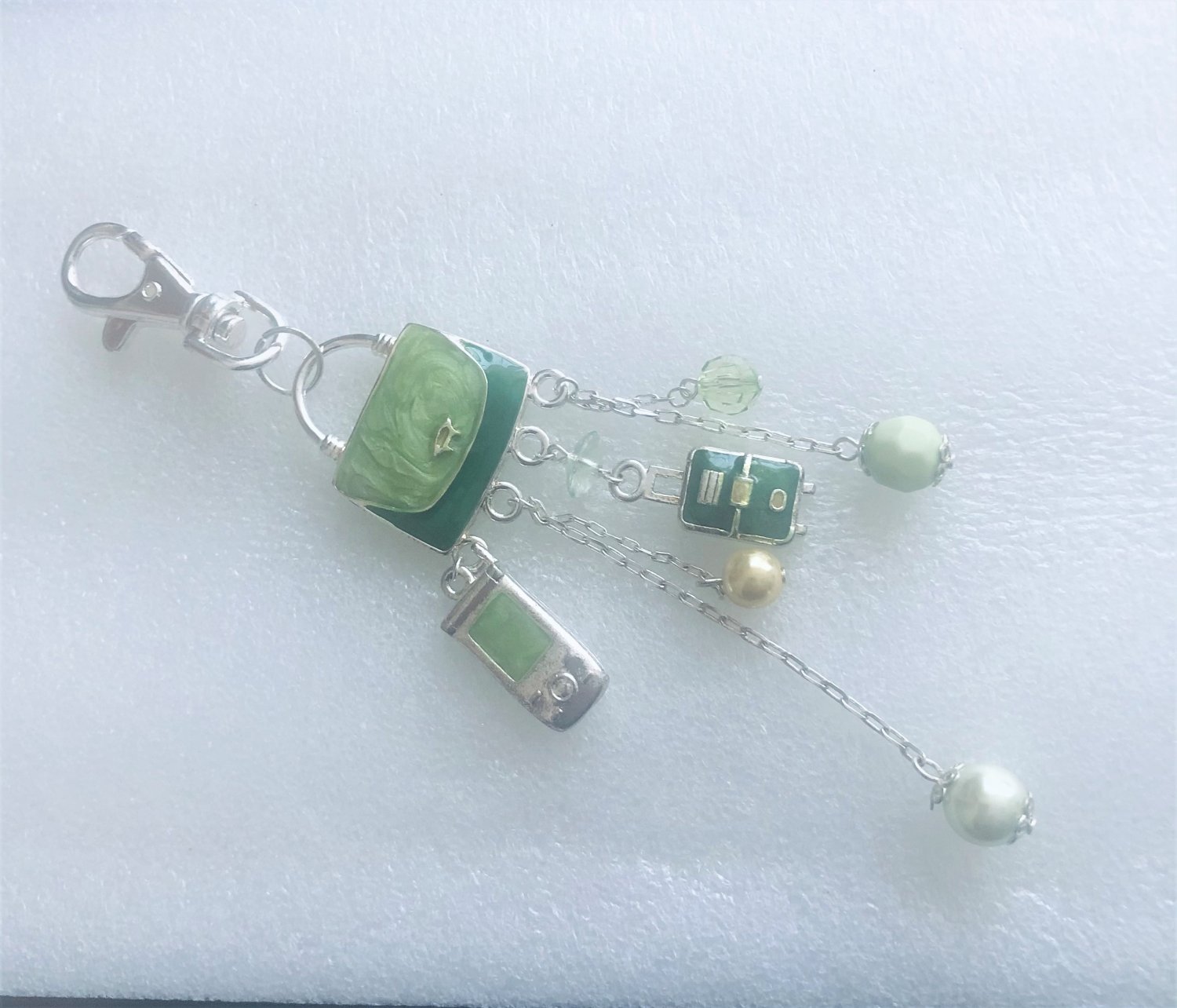 Keychain with cellphone, handbag charms, home or car gift,
