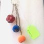 Handmade keychain with vintage beads and pompoms, home and car, 7041k gifts,