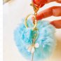 Blue keychain large pompom and ballerina charm, home and car, 7040k gifts,