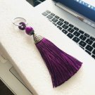 Purple keychain with long tassel, home, office and car keys, #7046k gift ideas