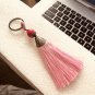 Pink keychain with long tassel, home, office and car keys, #7048k gift ideas