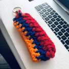 Handmade crochet keychain red, blue, orange, home, office and car keys, #7049k gift ideas