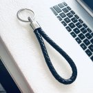 Leather braided keychain, black, home, office and car keys, #7050k gift ideas