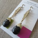 Gold and black long earrings, boutique jewelry on sale