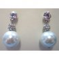 Pearl drop earrings with crystals, bridal earrings, wedding boutique earrings ( 1893E-BC6 )