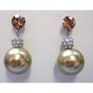 Pearl drop earrings with crystals, bridal earrings, wedding boutique earrings ( 1909E-BC6 )
