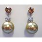 Pearl drop earrings with crystals, bridal earrings, wedding boutique earrings ( 1909E-BC6 )